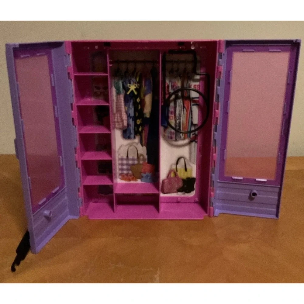 Barbie Wardrobe Clothes Closet Purple And Pink Mattel Storage Carrying Case 2018